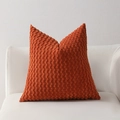 Housse de coussin carrée en velours côtelé caramel à texture 3D popcorn - 30*50cm (Sans Noyau) / Brun et Orange