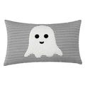 Cuscino di Halloween a righe grigie con decorazione a forma di fantasma morbido - Stile Fantasma a Strisce