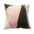 Housse de coussin géométrique rose noir blanc avec des lignes métalliques dorées - Patch Géométrique Rose Noir (25)