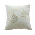 Christmas cushion cover in cream with gold foil geometric ornaments and holiday text - Geometric Baubles (28) / 45*45 (without core) / Off White