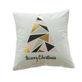 White Christmas pillow cover with geometric gold tree and Merry Christmas text - Abstract Geometric Tree (29) / 45*45 (without core) / White
