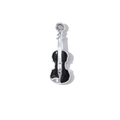 Fashionable silver violin pendant with black enamel inlay on a clean white background - Silver Plated Black Violin