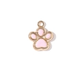 DIY gold alloy pendant featuring a pink glitter enamel cat paw design for jewelry - Pink Paw Print