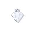 Colgante de aleación plateado en forma de diamante con esmalte blanco y aro de metal - Tono Plata Esmalte Blanco