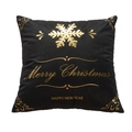Black velvet Christmas pillow cover with gold foil snowflakes and festive greetings - Black Gold Snowflake Floral Style (33) / 45*45 (without core) / Black