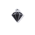 Colgante en forma de diamante de esmalte negro con bordes plateados y anillo metálico - Tono Plata Esmalte Negro