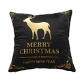 Minimalist black velvet Christmas pillow cover with golden elk and holiday greetings - Black Gold Elk Scroll Style (34) / 45*45 (without core) / Black
