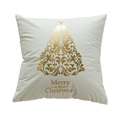 White Christmas pillow cover with golden foil Christmas tree and Merry Christmas text - White Gold Scroll Xmas Tree (36) / 45*45 (without core) / White
