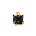 Colgante de gatito animado con esmalte negro y aleación dorada para joyería DIY creativa - Negro Galvano Colgante