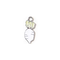 Cute white radish alloy charm with enamel finish for DIY jewelry making - White (UV Plated)