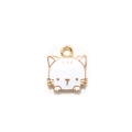 Lindo colgante gato coreano con esmalte blanco y acabado dorado para joyería DIY - Blanco Galjanoplastia Colgante