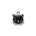 Colgante de gato negro tumbado de aleación y esmalte para creación de joyas DIY - Negro Galvano UV