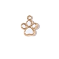 Cute gold animal paw print pendant with white enamel glitter for DIY jewelry - White Paw Print