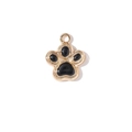 DIY gold alloy dog paw pendant with black glitter enamel for jewelry making - Black Paw Print