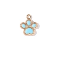 Light blue and gold cat paw alloy charm with glitter finish for DIY jewelry crafting - Blue Paw Print
