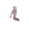 Rosa Strass-Stöckelschuh-Anhänger in Silber-Optik für DIY-Schmuckzubehör - Versilberte Rosa Steine