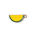 DIY enamel fruit charm featuring a yellow watermelon slice design with green metal edge - Large Yellow Watermelon Slice