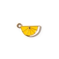 DIY jewelry charm with yellow lemon slice design made of enamel alloy material - Small Lemon Slice