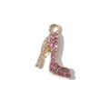 Ciondolo scarpa con tacco alto con strass rosa e finitura in lega dorata - Dorato Pietre Rosa