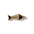 Cartoon fish bone alloy pendant with black enamel finish and gold plating for DIY jewelry - Black Hanging Plated