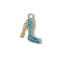 Ciondolo a tacco alto in lega d'oro KC con strass blu scintillanti per gioielli fai-da-te - Dorato Pietre Blu