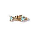 Light blue fishbone alloy charm with round jump ring for DIY jewelry making - Blue Hanging Plated