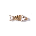 Cartoon fishbone alloy pendant in gold and white enamel finish for DIY jewelry - White Hanging Plating