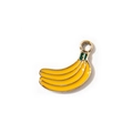 Vibrant yellow banana enamel pendant with green stem and gold-plated metal edges - Yellow Banana