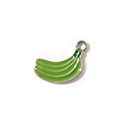 Banana shaped green enamel alloy charm with silver jump ring for DIY jewelry making - Green Banana