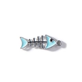 Sky blue fish bone alloy pendant charm with silver metallic edges for DIY jewelry - Blue UV Plated