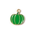Golden alloy pumpkin charm with green enamel coating for DIY jewelry making - Green Pumpkin