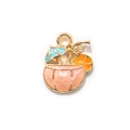 Pink tropical coconut drink alloy pendant with sun umbrella charm for DIY jewelry - Pink