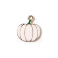 Pendentif citrouille en émail blanc avec bordure argentée pour création de bijoux - Citrouille Rose