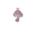 DIY mushroom pendant with pink rhinestones and silver-colored brass finish charm - Single Mushroom / Silver Base Pink Mushroom