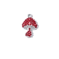 Silver mushroom charm with red rhinestones for DIY bracelets and necklaces - Silver Base Red Mushroom
