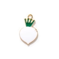 Cartoon white radish alloy pendant with green leaf and gold plating for DIY jewelry - White Radish