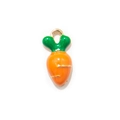 Cute 3D orange carrot alloy pendant charm with green leaves and gold metal ring - Three-Dimensional Carrot