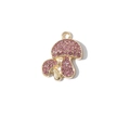Golden mushroom pendant with pink rhinestones for DIY bracelets and jewelry - Gold Base Pink Matsutake