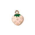 Colgante de fresa de esmalte rosa con detalles de corazón y baño de oro para DIY - Fresa Rosa