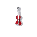 Fashionable red enamel violin pendant with silver-tone metal finish for DIY jewelry - Silver Plated Red Violin