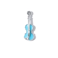 Fashionable violin pendant charm with light blue enamel inlay and silver frame - Silver Plated Blue Violin