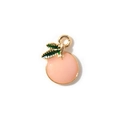 Colgante de melocotón rosa con bordes dorados y hojas verdes para joyería artesanal - Naranja Rosa