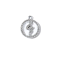 Colgante redondo de plata con circonita en forma de S para collares de joyería DIY - Patrón de Serpiente Tono Plateado