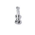 Silver-plated violin instrument pendant necklace charm with polished metallic finish - Silver Plated Violin