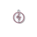 Colgante redondo de plata con circonitas rosas y diseño ondulado para joyas DIY - Patrón de Serpiente Tono Plateado con Zirconia Rosa