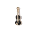 Minimalist gold violin necklace pendant with black enamel finish for DIY jewelry - Gold Plated Black Violin