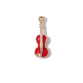 Cute violin instrument pendant in red enamel and gold-plated finish for necklaces - Gold Plated Red Violin