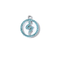 Colgante redondo plateado con cristales azul claro y diseño en S para joyería DIY - Patrón de Serpiente Tono Plateado con Zirconia Azul