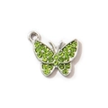 Silver butterfly pendant with vibrant green rhinestones for DIY jewelry making - Green