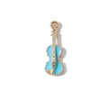Chic gold-plated violin pendant with light blue enamel drip for fashion necklaces - Gold Plated Blue Violin